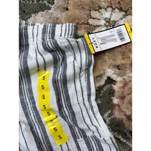 Roxy Women's Linen Blend Cargo Pant 30 Inch Inseam Black and White Size Small - Picture 3 of 7